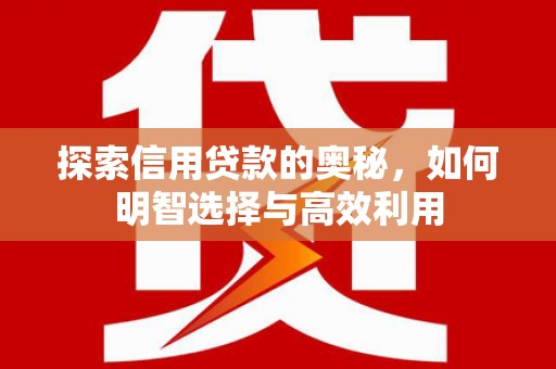 西贡探索信用贷款的奥秘，如何明智选择与高效利用